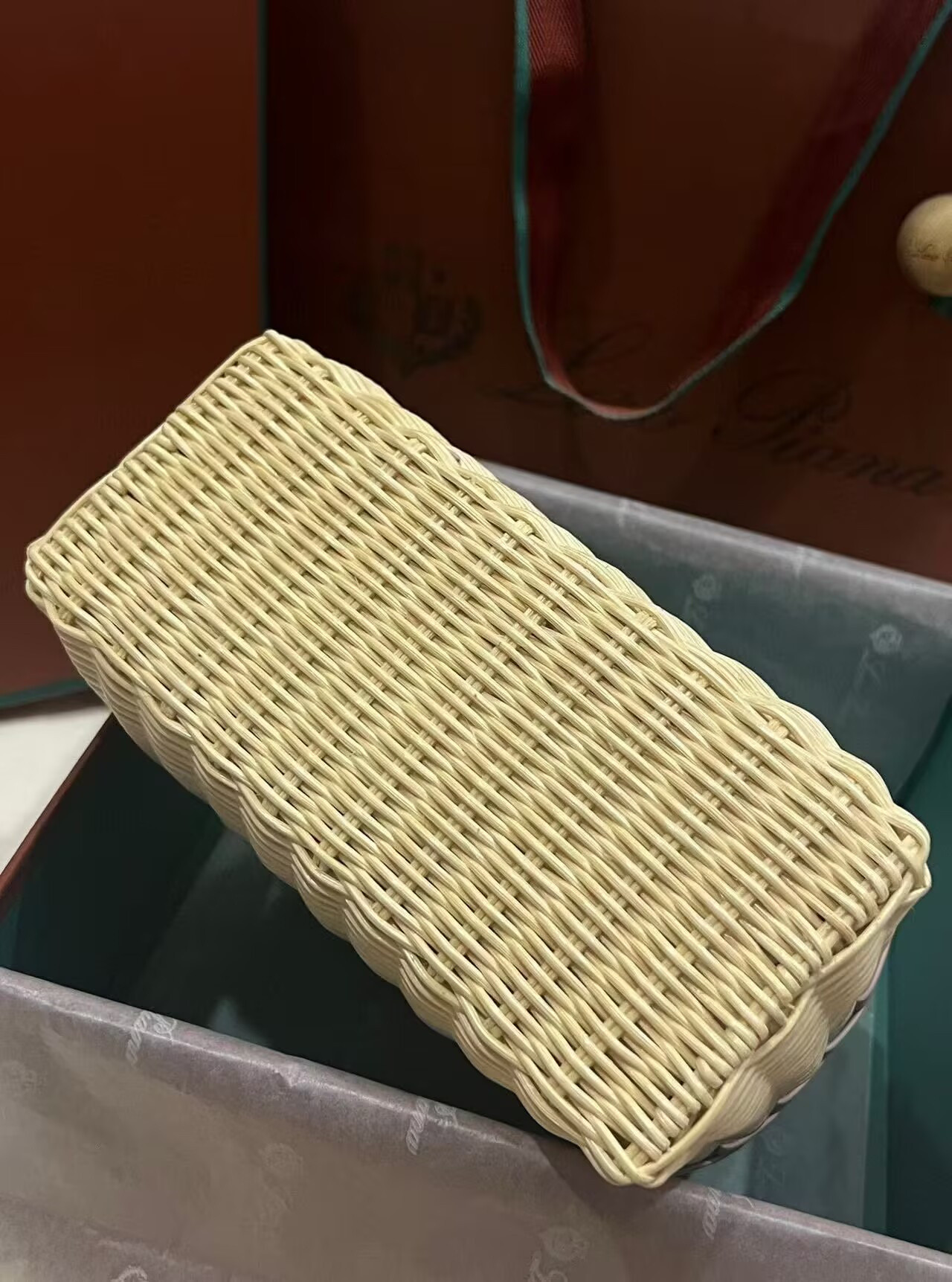 L**o p*ana extra pocket l19 wicker bag 17.5x21x10cm