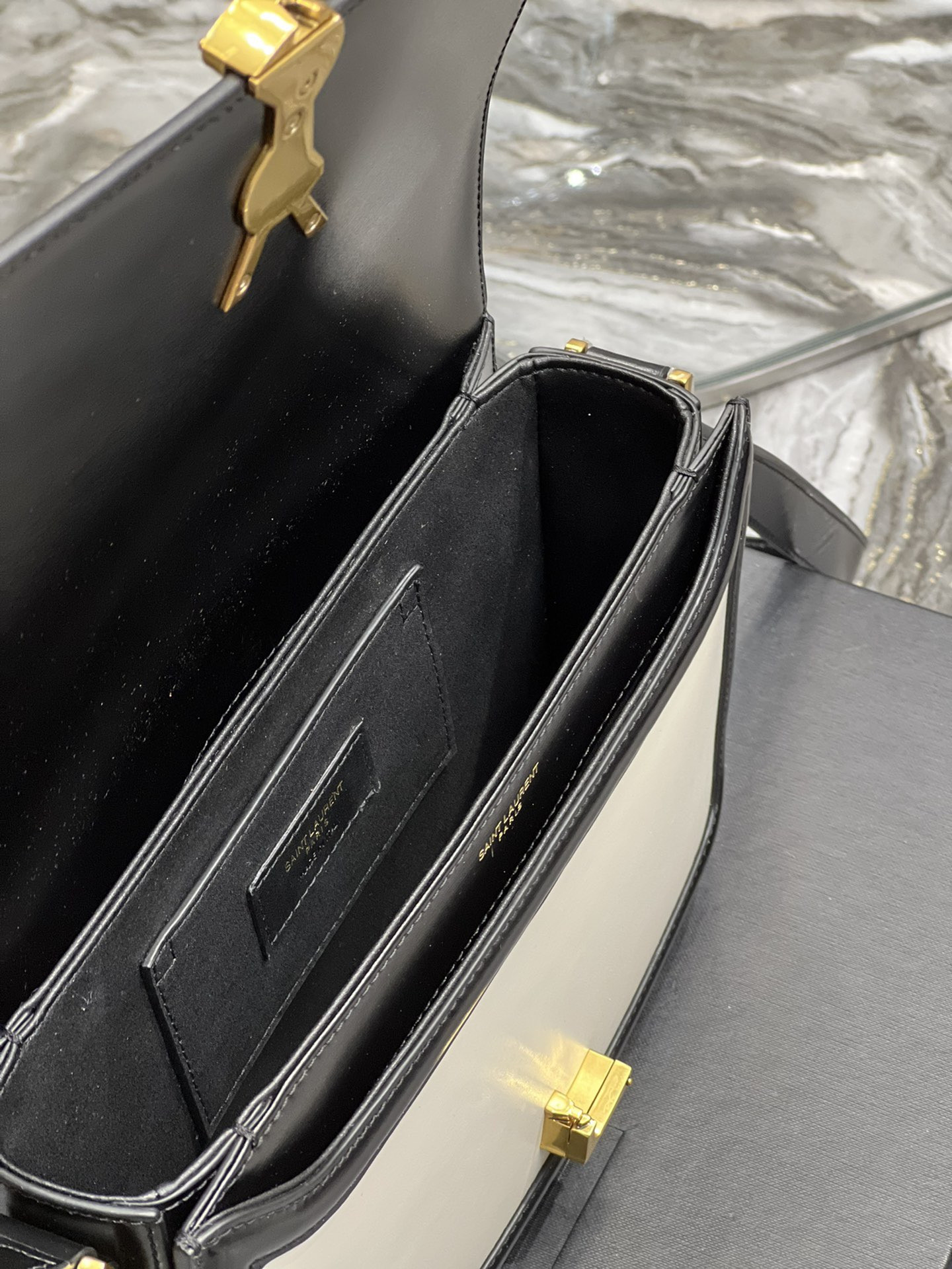 y*l solferino small satchel in box Sa**t Lau*nt 19 x 13 x 5 cm