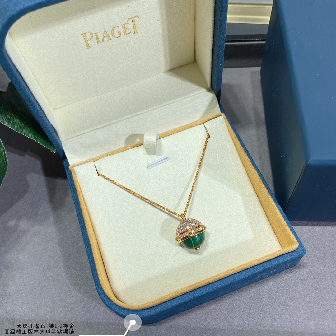 piaget half-Di*m*nd natural malachite large ball necklace