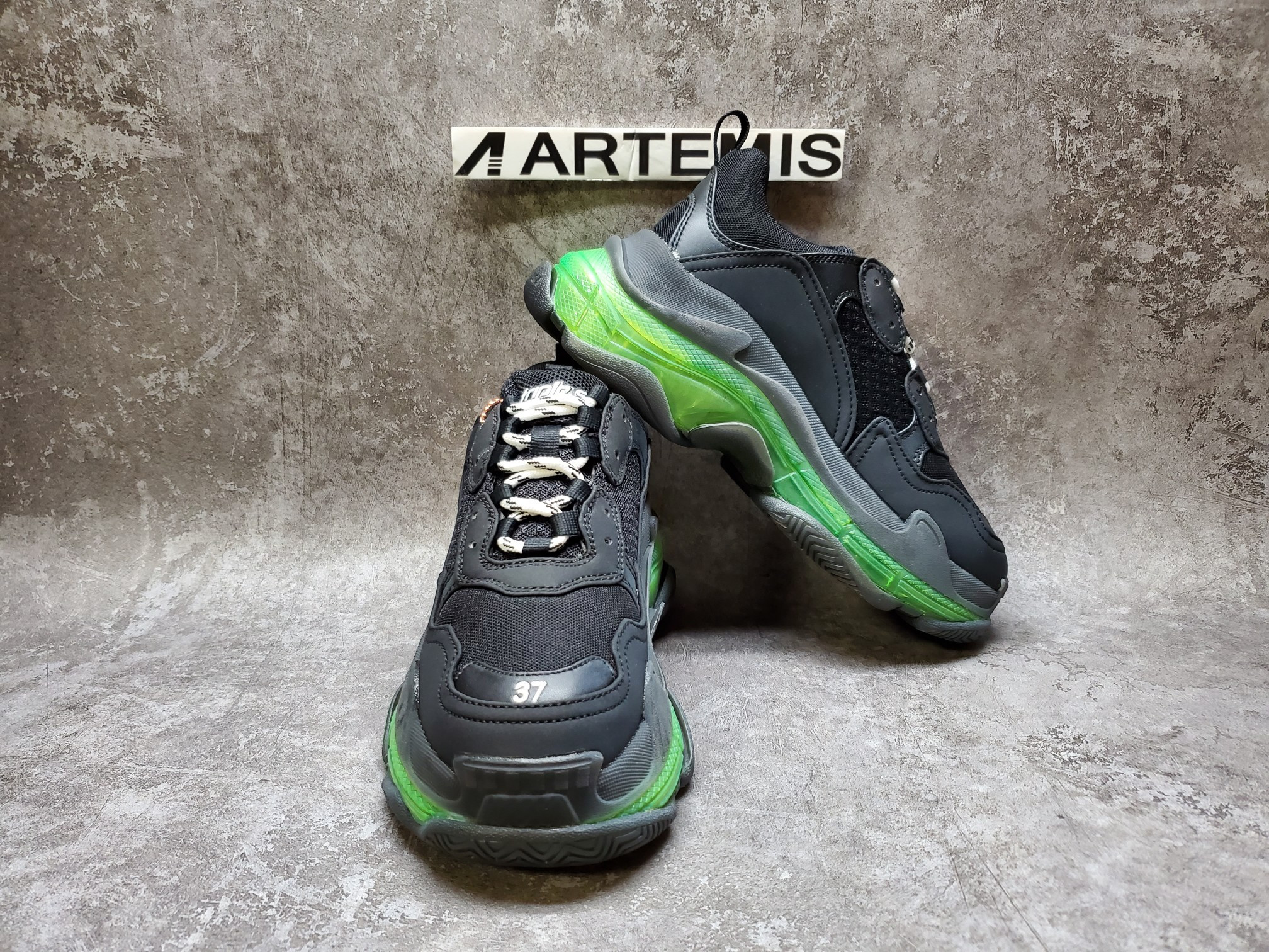 Balenciga Triple S Black Yellow Fluo