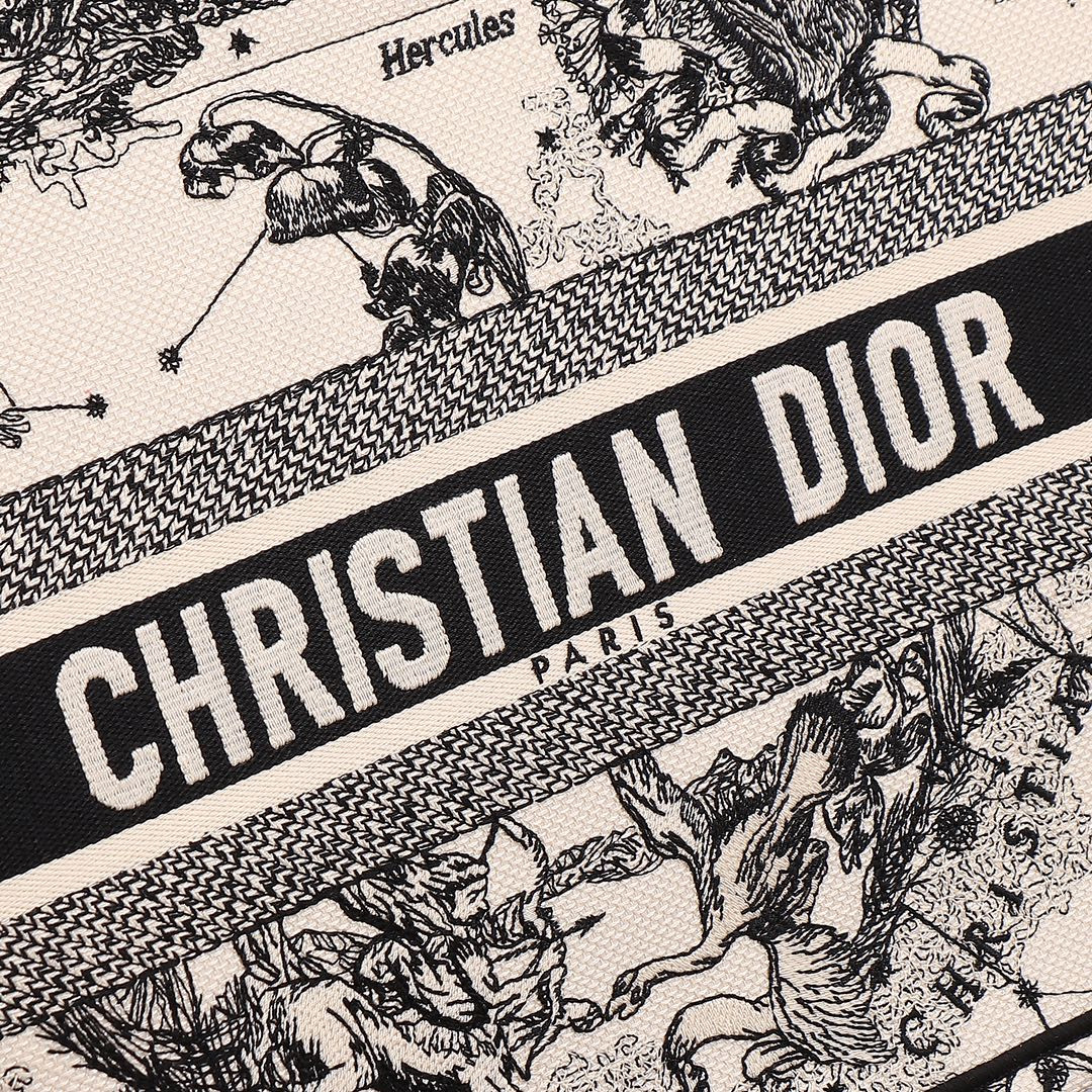 medium D*or book tote de jouy zodiac 14 x 11 x 6.5 inches