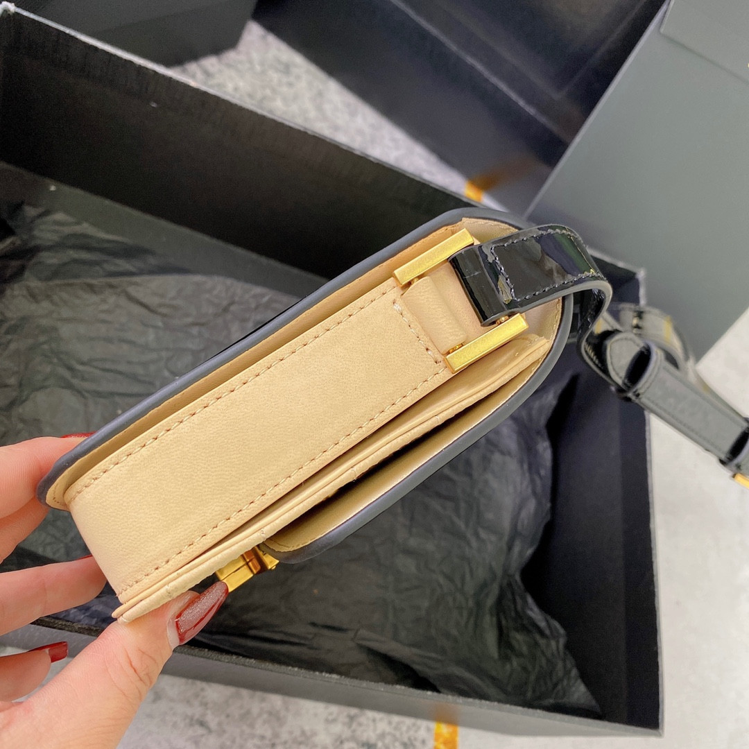 y*l solferino small satchel in box Sa**t Lau*nt 7.4 x 5.1 x 1.9 inches