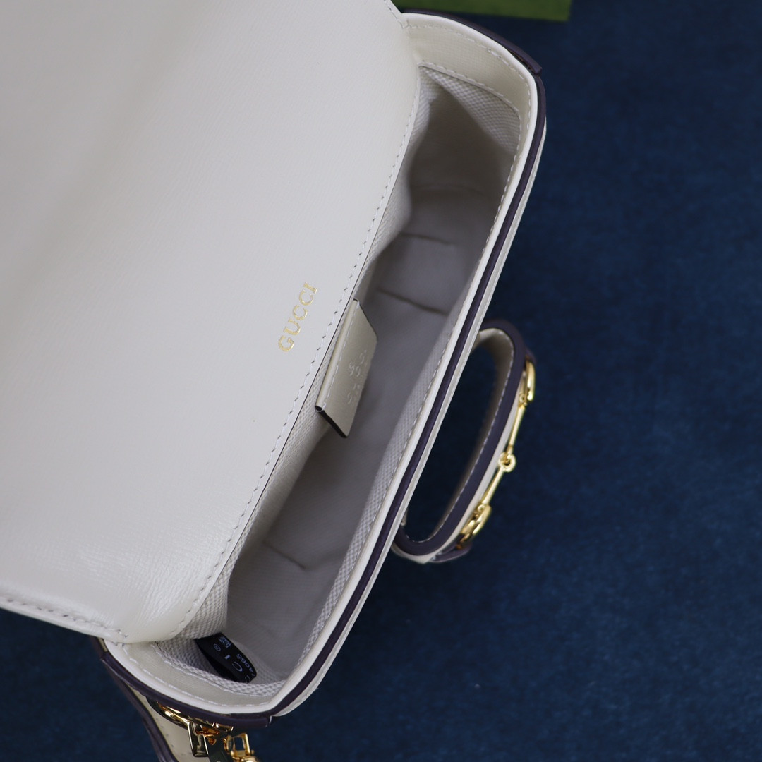 G*u*i horsebit 1955 mini bag gray white 8.1"w x 5.7"h x 2"d