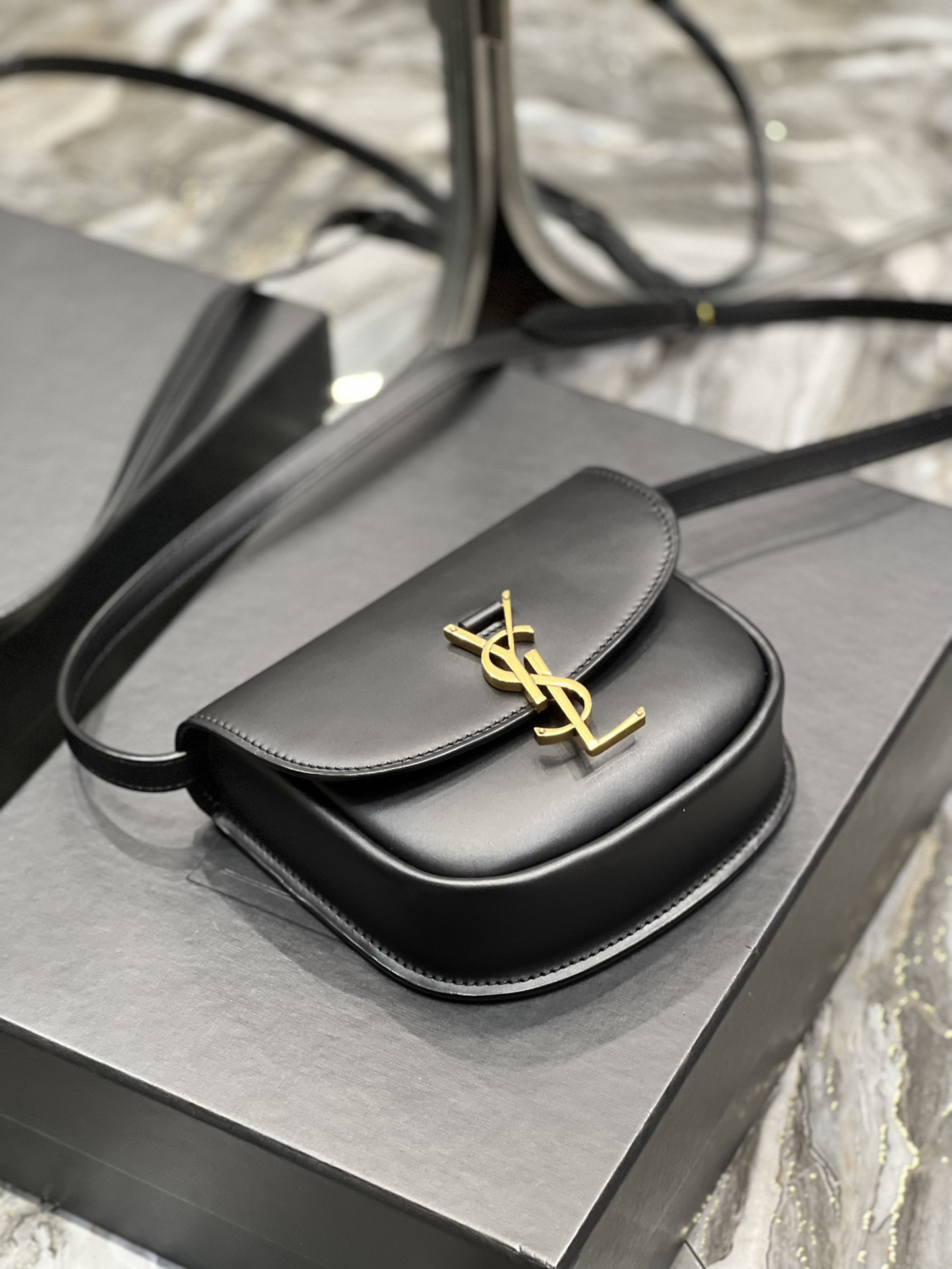 Y*L kaia small satchel in smooth leather 7.2 x 6.1 x 2.1 inches