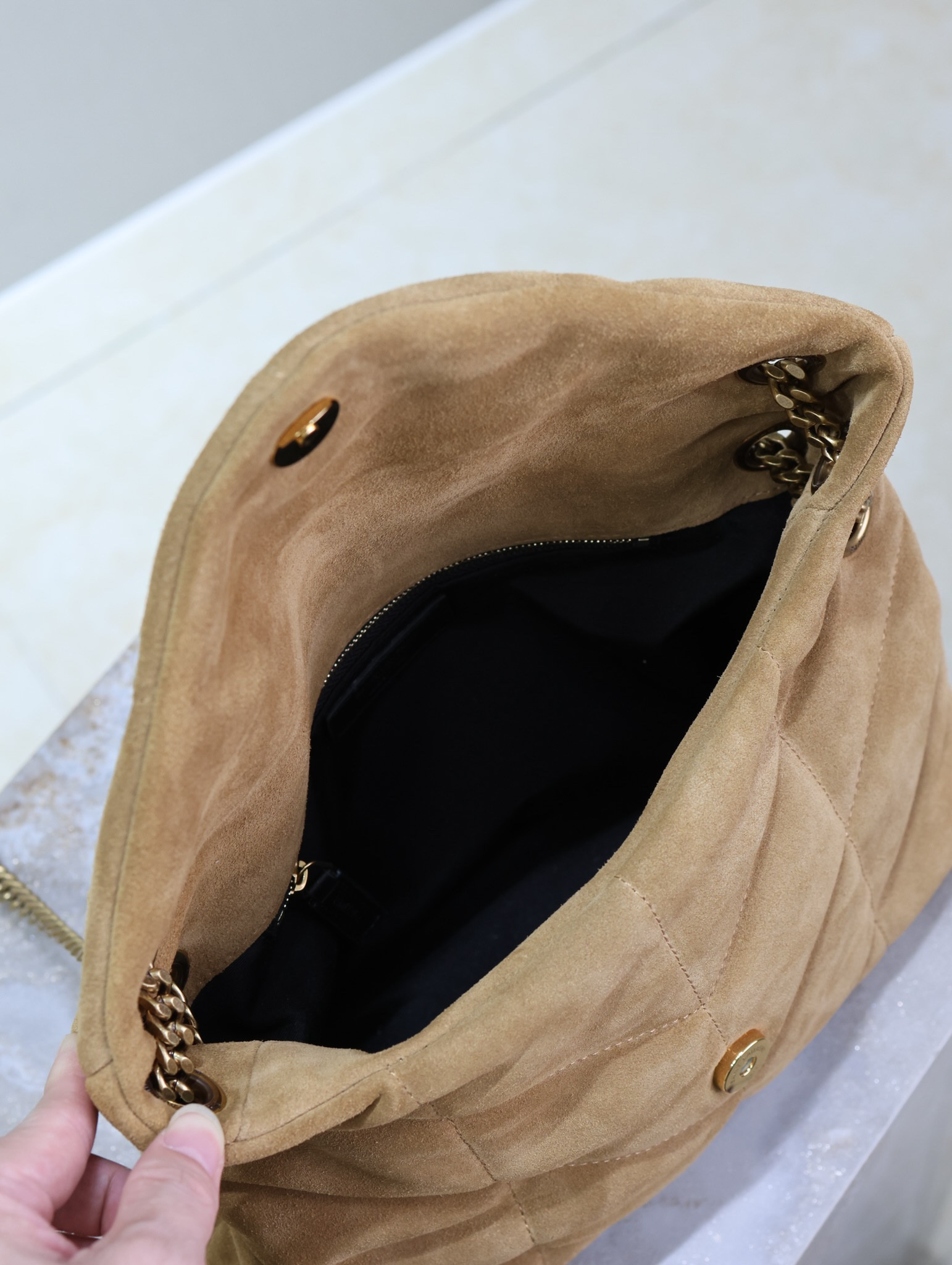 Y*L loulou small puffer (suede) 29 x 17 x 11cm