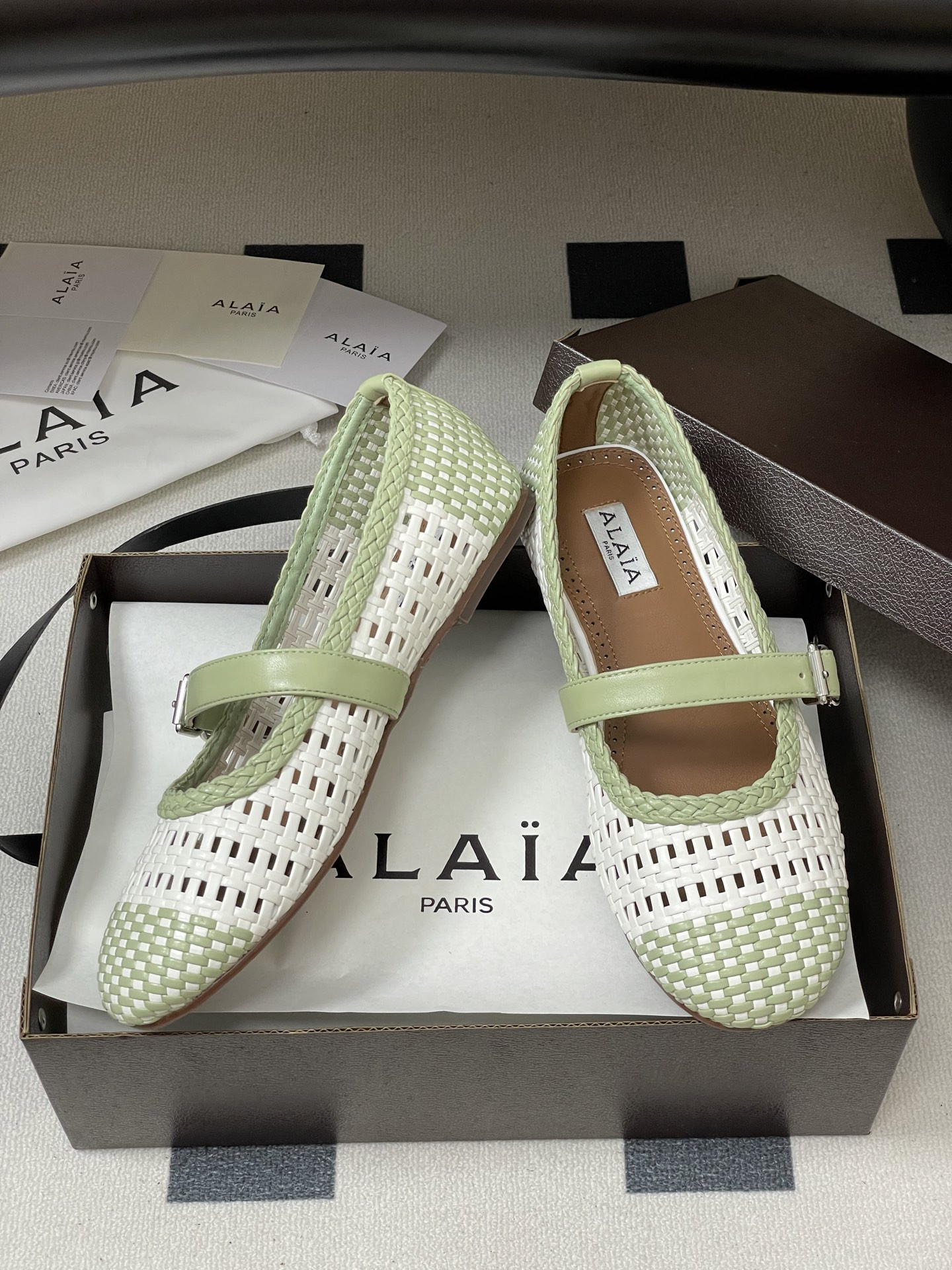 UA Alaïa Hollow Woven Mary Jane Flats(Customized Size 7-10 days production time)